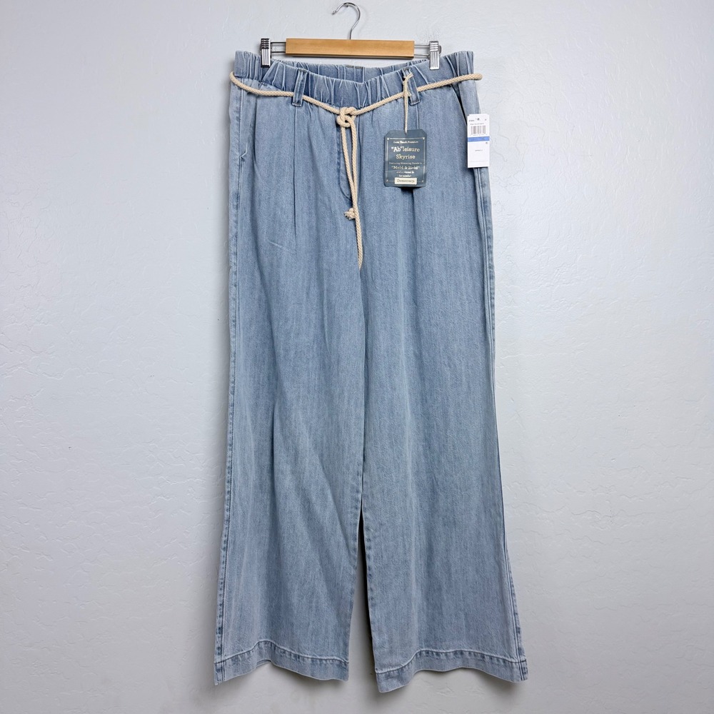 NEW Democracy Ab-leisure Skyrise Wide Leg Jeans Light Wash Blue XL B2735VLN